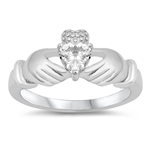 Silver CZ Ring - Claddagh Ring