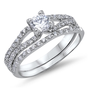 Silver Wedding Ring Sets