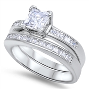 Silver Wedding Ring Sets