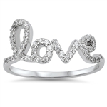 Silver CZ Love Ring