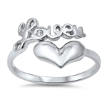 Silver CZ Ring - Love U