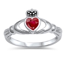 Silver Claddagh Ring - Emerald CZ