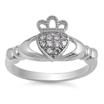 Silver Claddagh Ring - Clear CZ