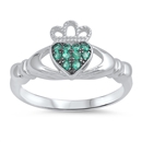 Silver Claddagh Ring - Amethyst CZ