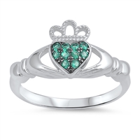 Silver Claddagh Ring - Amethyst CZ