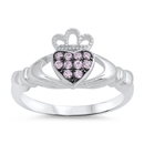 Silver Claddagh Ring - Amethyst CZ