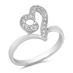 Silver CZ Ring - Heart