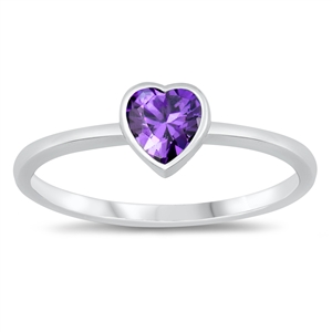 Silver CZ Ring - Heart