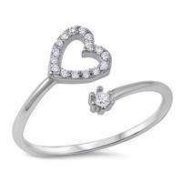 Silver CZ Ring - Heart