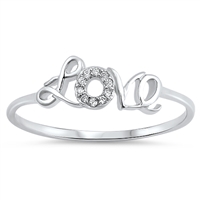 Silver CZ Ring - Love