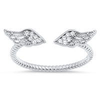 Silver CZ Ring - Angel Wings