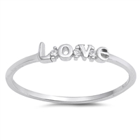 Silver CZ Ring - Love