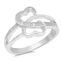 Silver CZ Ring - Hearts