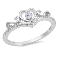 Silver CZ Ring - Heart