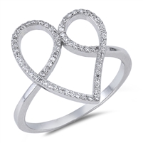 Silver CZ Ring - Heart