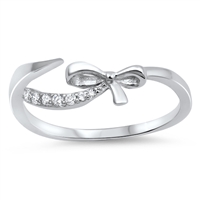 Silver CZ Ring - Bow