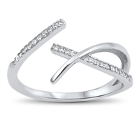 Silver CZ Ring - Criss Cross