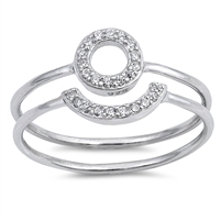 Silver Ring W/ CZ - Open Circle Set