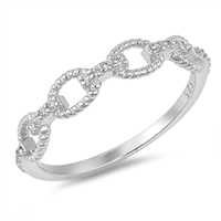 Silver CZ Ring - Chain Link