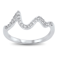 Silver CZ Ring - Waves