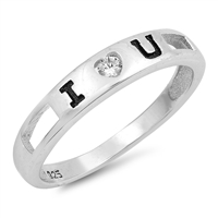 Silver CZ Ring - I Love You