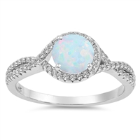 Silver CZ & Opal Ring