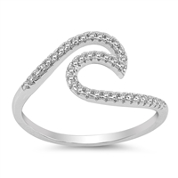 Silver CZ Ring - Wave