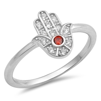 Silver CZ Ring - Hamsa