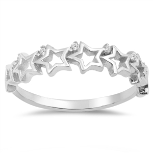 Silver CZ Ring - Stars