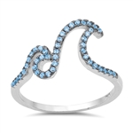 Silver Ring W/ CZ - Double Waves