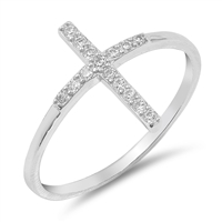 Silver Ring W/ CZ - Cross