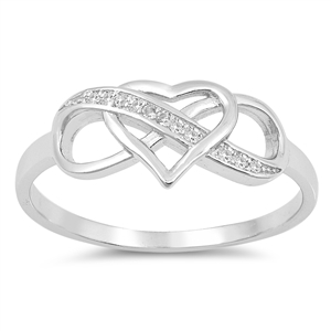 Silver CZ Ring - Heart Infinity