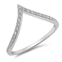 Silver CZ Ring - V Shape