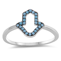 Silver Ring W/ CZ - Hamsa