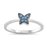 Silver Ring W/ CZ - Butterfly