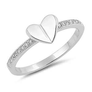 Silver Ring W/ CZ - Heart