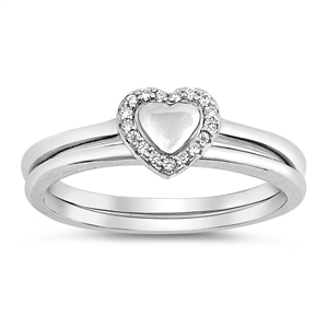 Silver Ring W/ CZ - Heart