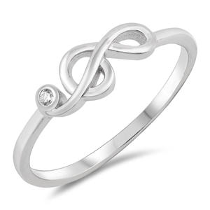 Silver Ring W/ CZ - Musical Note