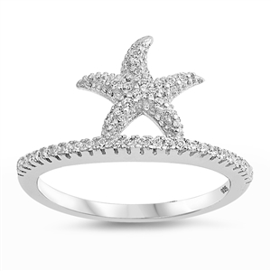 Silver Ring W/ CZ - Starfish
