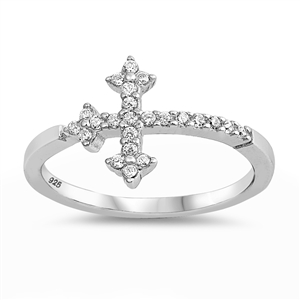 Silver Ring W/ CZ - Cross