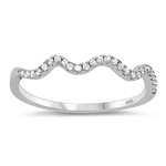 Silver CZ Ring - Wavy Ring
