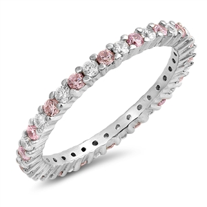 Silver Ring W/ Pink CZ