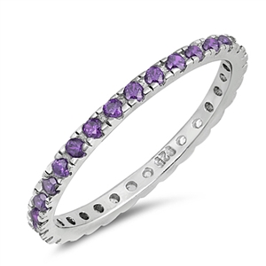 Silver Ring W/ Amethyst CZ