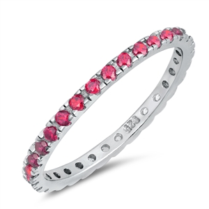 Silver Ring W/ Ruby CZ