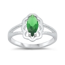 photo of Silver CZ Baby Ring with Emerald Color Stone