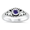 photo of Silver CZ Baby Ring with Amethyst Color CZ Stone
