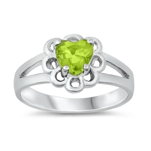 photo of Silver CZ Ring - Baby Ring with Peridot Color Stone