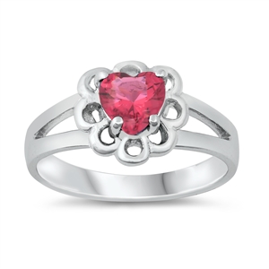 photo of Silver CZ Ring - Baby Ring with Ruby Color Stone