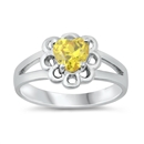 photo of Silver CZ Ring - Baby Ring with Yellow CZ Stone