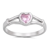 photo of Silver CZ Baby Ring - Heart with Pink CZ Stone